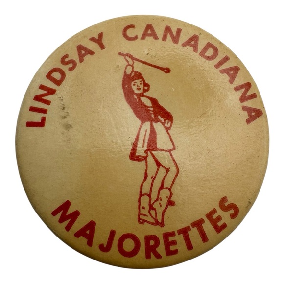 Jewelry - Vintage Lindsay Canadiana Majorettes 2” Pinback Button Canada Baton Twirler